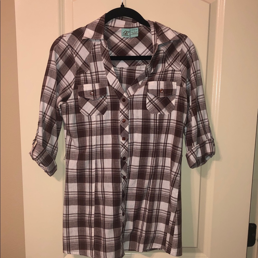 Brown Plaid Long-Sleeve Shirt